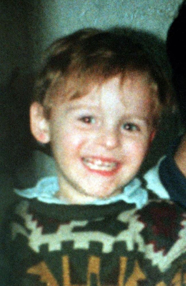 James Bulger who was beaten to death by Jon Venables and Robert Thompson on a railway line in Liverpool, England, in February 1993. Picture: AP