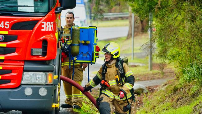 Police and firefighters raced to the scene of the fire early on Saturday morning. Picture: NewsWire / Luis Enrique Ascui.