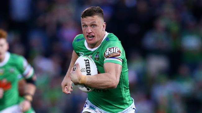 Jack Wighton on the charge for the Raiders. Picture: Getty Images