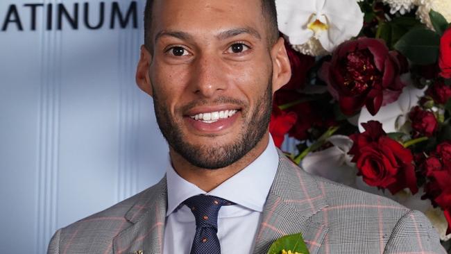 Myer Ambassador Josh Gibson wearing MJ Bale poses during the Lexus Melbourne Cup Day, as part of the Melbourne Cup Carnival, at Flemington Racecourse in Melbourne, Tuesday, November 6, 2018. (AAP Image/Stefan Postles) NO ARCHIVING, EDITORIAL USE ONLY