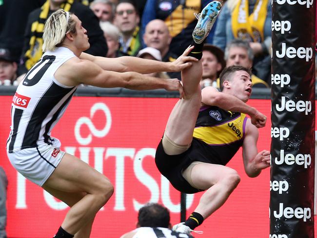 Jack Higgins won goal of the year for this remarkable effort against Collingwood. Picture: Michael Klein