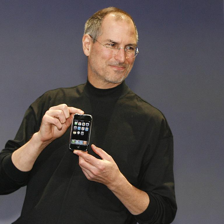 Apple co-founder Steve Jobs reveals the iPhone to the world for the first time in January 2007.