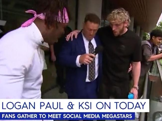 An egg was thrown at Karl Stefanovic, Logan Paul and KSI on Today this morning.