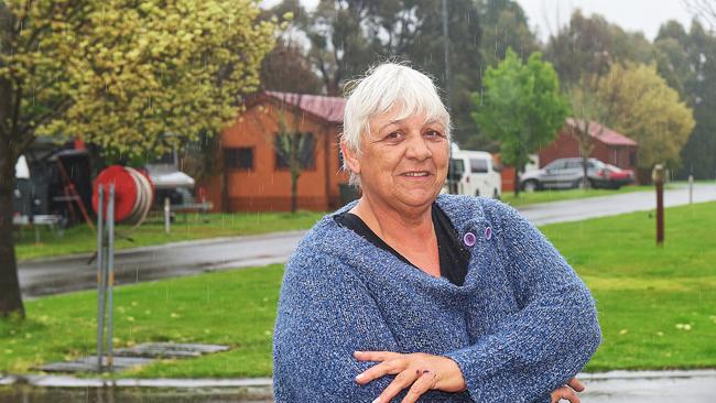 South Australian resident Denise Stephens arrived to stay at the Latrobe Mersey River Caravan Park yesterday but was on alert to evacuate on Thursday afternoon. Flood waters on the North-West coast. Picture: Simon Sturzaker