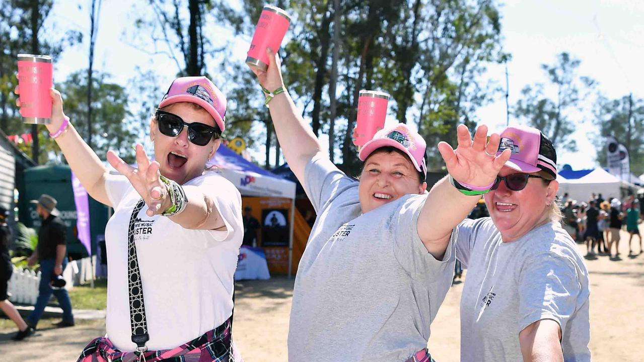 Nicole Jone, Jenny Haslem and Karen Boys from Wallcha, NSW, at the Gympie Muster. Picture: Patrick Woods.