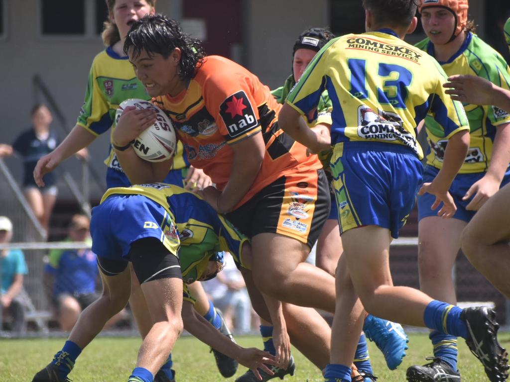 Kereama Gartner in the Wests Tigers and Wanderers under-14s rugby league final in Mackay, August 28, 2021. Picture: Matthew Forrest