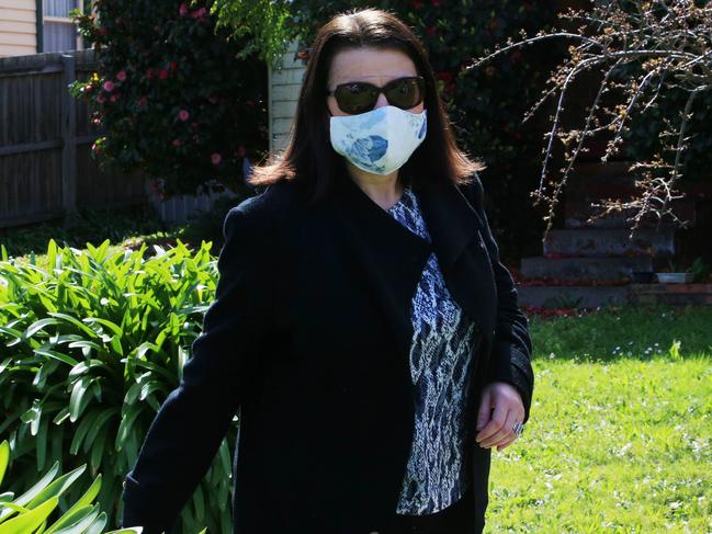 Jenny Mikakos leaves her home in Thornbury. Picture: Aaron Francis