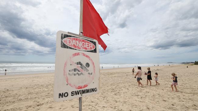 Gold Coast beaches remain closed. The gold coast remains on tsunami alert following the Tongan volcano.16 January 2022 Broadbeach Picture by Richard Gosling