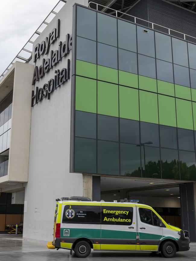 An ambulance at the Royal Adelaide Hospital. Picture: NCA NewsWire