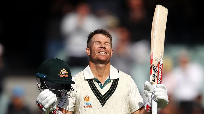 David Warner celebrates his triple century. Picture: Mark Kolbe/Getty