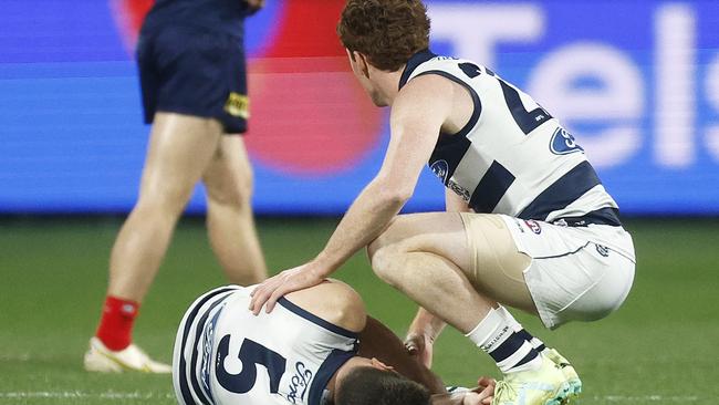 Gary Rohan after concussing his teammate. Picture: Daniel Pockett/Getty Images