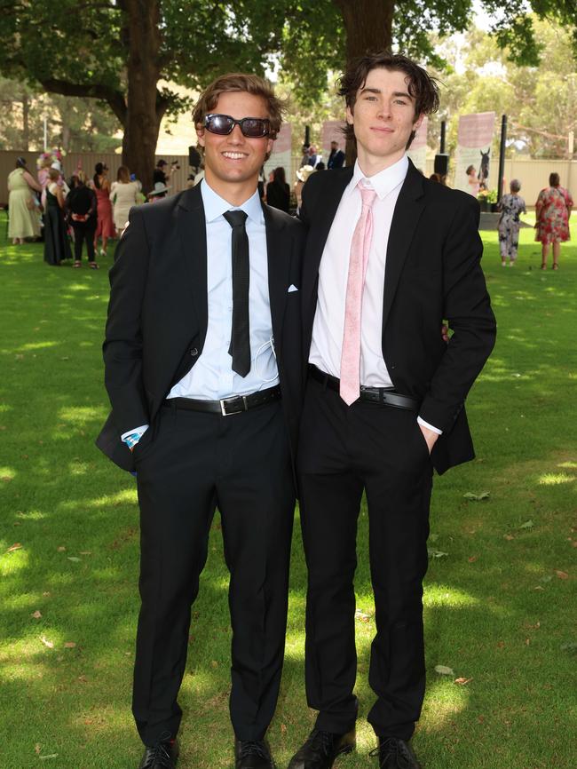 Bailey Carroll and Will Adams attend the Ballarat Cup. Picture: Brendan Beckett