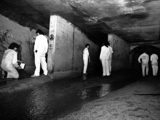 Cave Clan members explore the storm water system beneath Hawthorn circa 1990.