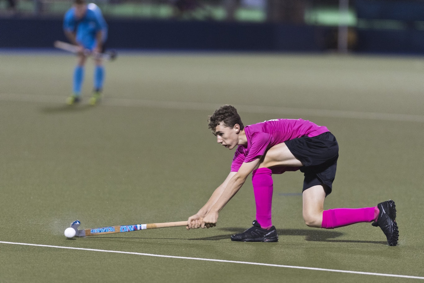 Sam Bullen of Pink Batts against SQPS Scorers in Iron Jack Challenge mens hockey at Clyde Park, Friday, February 28, 2020. Picture: Kevin Farmer