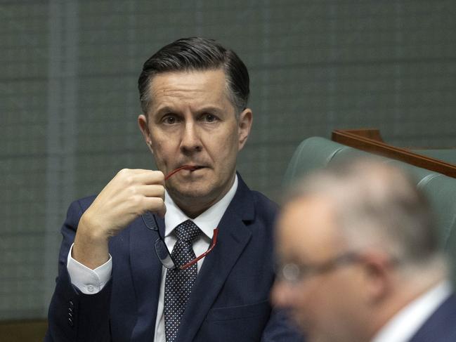 Labor Climate spokesman Mark Butler watches leader Anthony Albanese during Question Time. Picture: Gary Ramage.