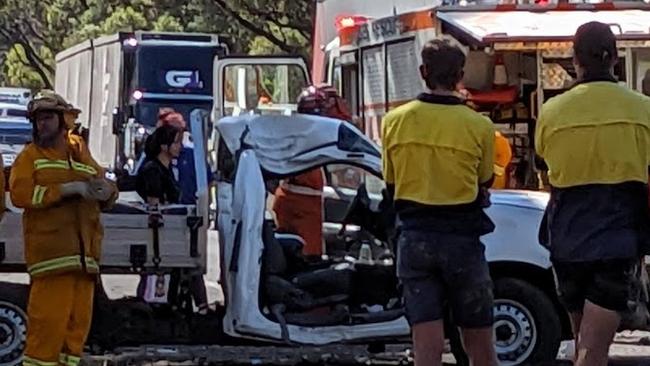 A man is in a critical condition following a crash on the Calder Fwy in Leichardt, just outside Bendigo. Picture: Gianni Francis