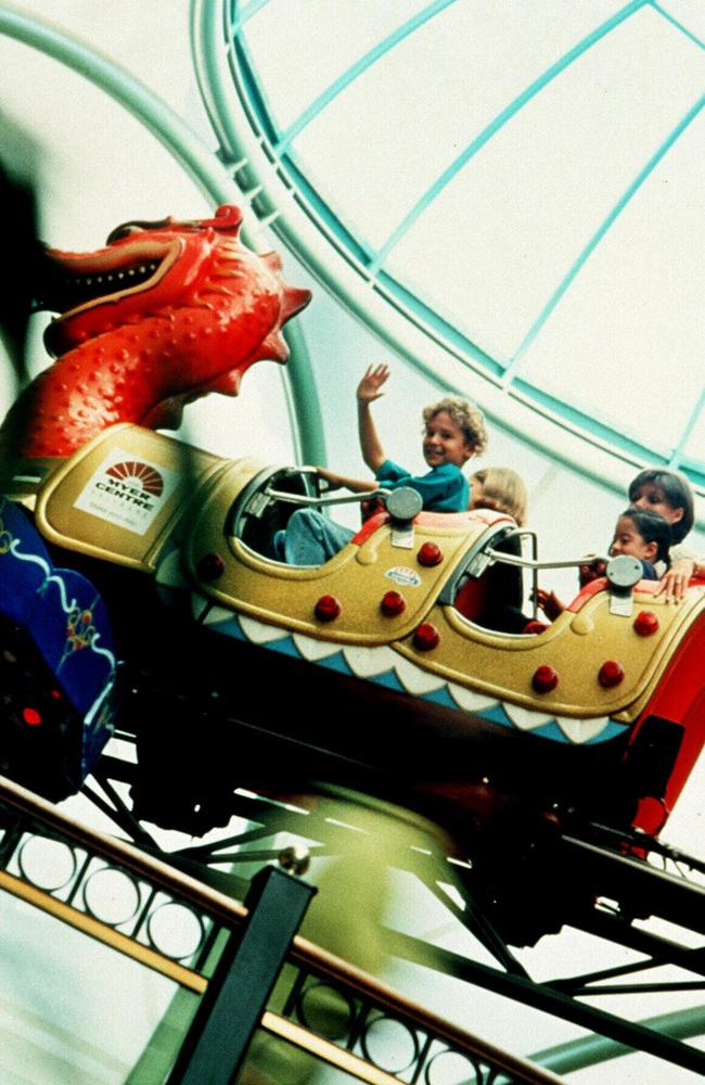 Children enjoying the Dragoncoaster at the top of the Myer Centre in its earliest days.