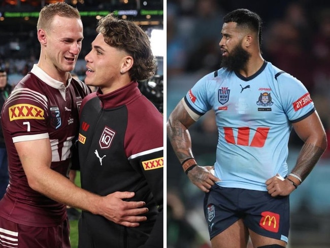 The Maroons celebrate after game one. Photos: Getty Images