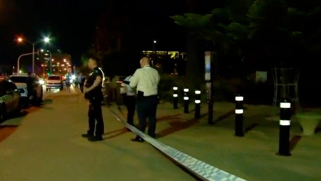 Police on the scene in St Kilda. Picture: 7News