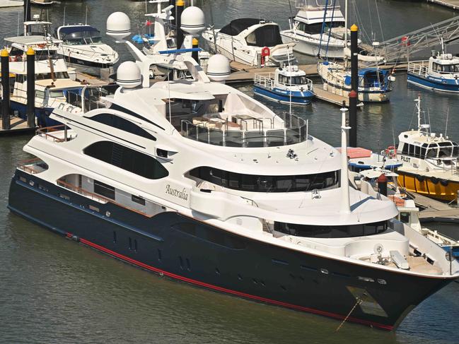 19/10/2021: The giant new $50 million Clive Palmer boat named Ã¢â¬ÅAustraliaÃ¢â¬Â, registered in Gibraltar, docked at a private facility on the Brisbane River, Brisbane.  Lyndon Mechielsen / The Australian