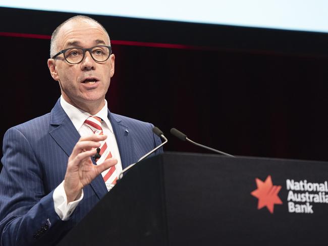 NAB Group Chief Executive Officer and Managing Director Andrew Thorburn addresses NAB's 2018 annual general meeting in Melbourne, Wednesday, December 19, 2018. (AAP Image/Ellen Smith) NO ARCHIVING