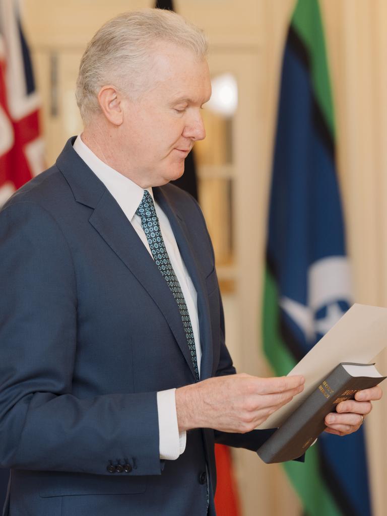 Tony Burke being sworn in as Home Affairs and Immigration Minister. Picture: David Beach