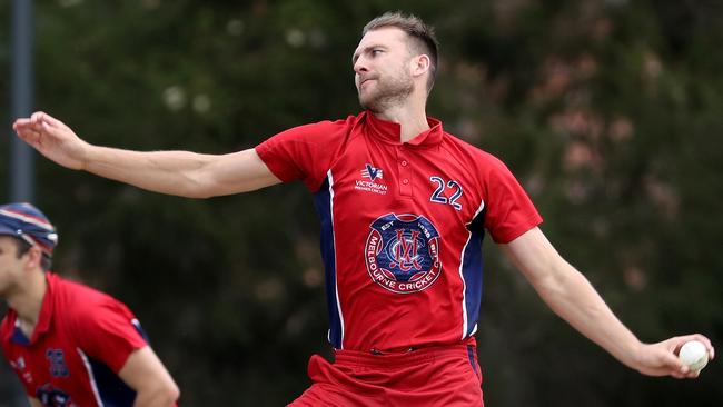 Footscray recruit Jackson Coleman bends his back for Melbourne last season. Picture: Mark Dadswell