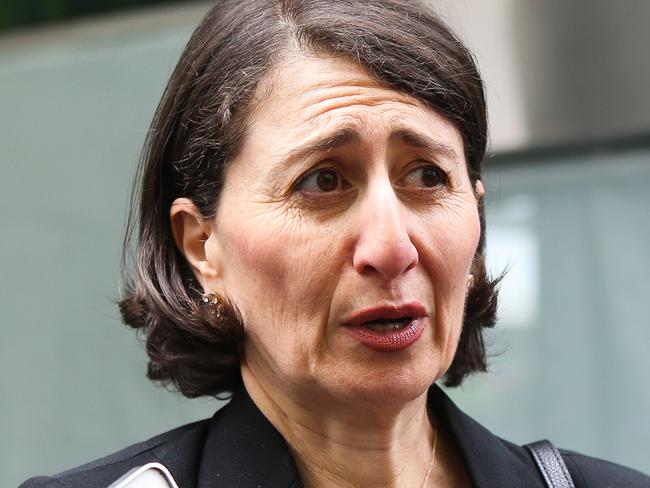 SYDNEY, AUSTRALIA - NewsWire Photos, NOVEMBER 01 2021: Former NSW Premier Gladys Berejiklian addresses the media at ICAC in Sydney. Picture: NCA Newswire / Gaye Gerard