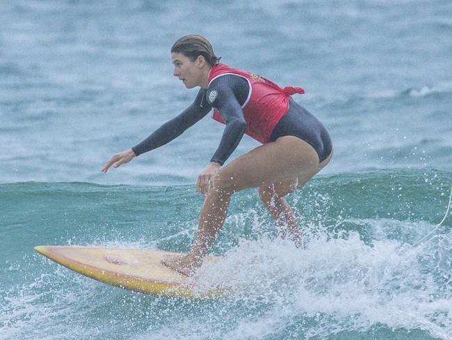 Early Saturday heats of The Burleigh Heads Boardriders Single Fin Festival. Picture: Glenn Campbell