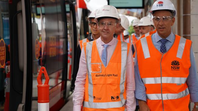 Coogee state Liberal MP Bruce Notley-Smith with Transport Minister Andrew Constance at the Randwick stabling yard.