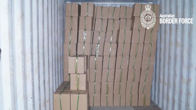 A shipment declared as furniture was X-rayed by ABF officers at the Sydney Container Examination facility. Picture: ABF