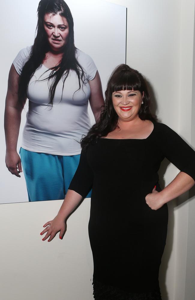 This is the same person: Katrina Milosevic alongside a picture of her as Boomer. Picture: as Boomer. Picture: Julie Kiriacoudis