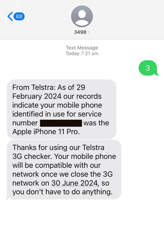 Telstra customers worried about whether their devices will be impacted by the closure of the 3G network are encouraged to use the company's SMS device checker tool.
