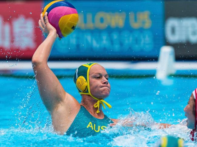 Australian captain Rowie Webster competing at the FINA World Championships in South Korea. Picture: Supplied