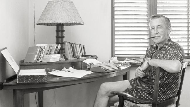 Ian Fleming at his corner desk at Goldeneye, Jamaica