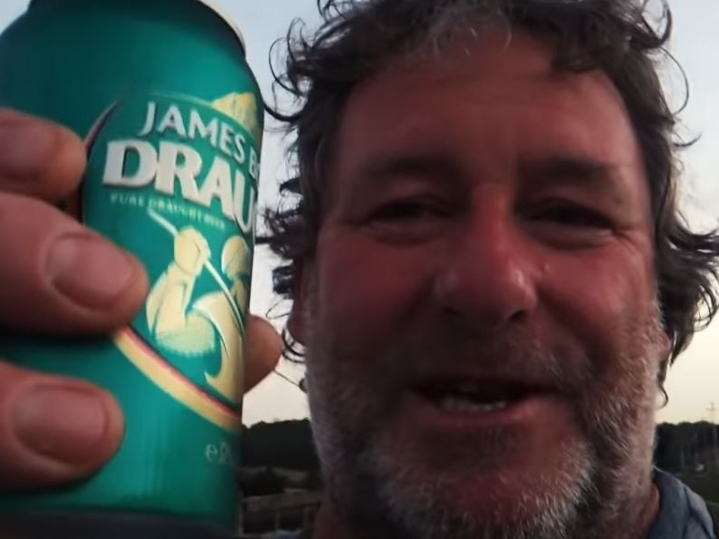 The thylacine hunter posted a video sipping a tinny somewhere in Tassie.