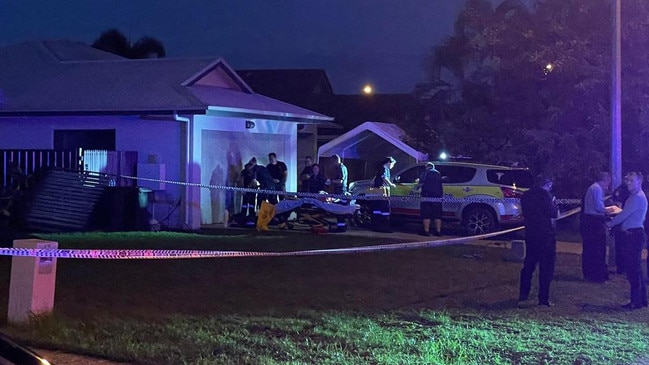 Police at the scene of a fatal shooting in Townsville on April 21.