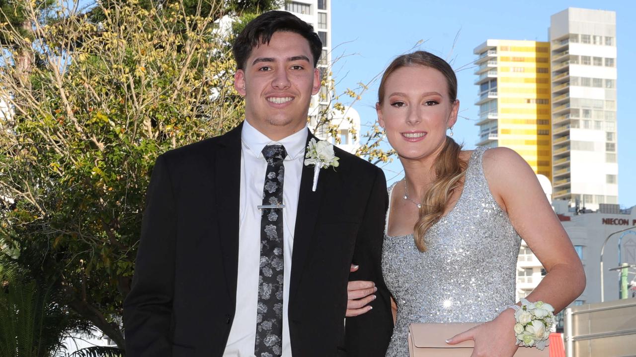 Palm Beach Currumbin State High formal at Gold Coast Convention Centre. Ella Brow and Maika Shortland.  Picture Glenn Hampson