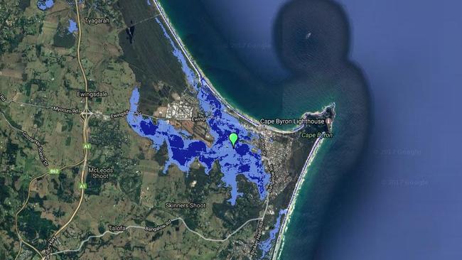 Much of Byron Bay would be flooded. Picture: Costal Risk Australia