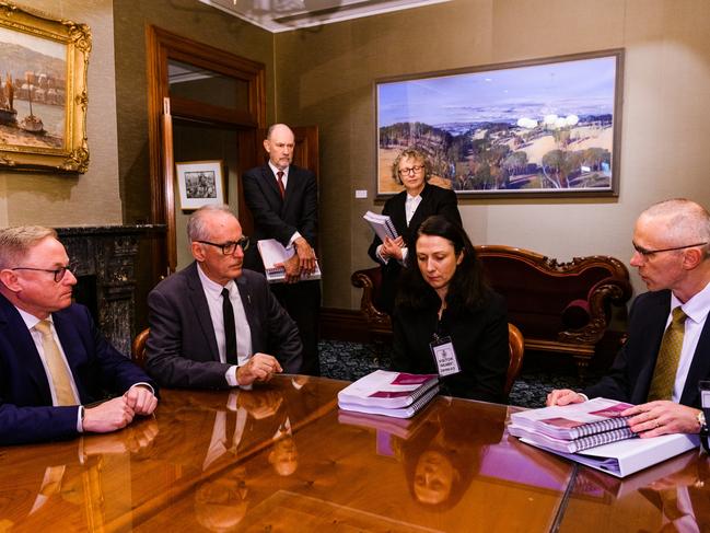 The media were invited to capture ICAC officials handing the report into Ms Berejiklian over to parliament’s presiding officers on June 29. Picture: NCA NewsWire