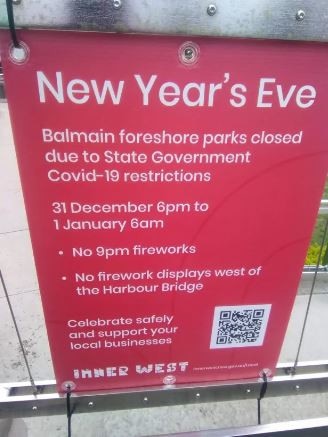 The Balmain foreshore will be closed on NYE.