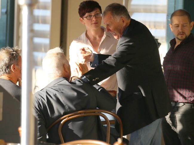 John Singleton shapes up during the “fight” at the Finger Wharf. Picture: DIIMEX