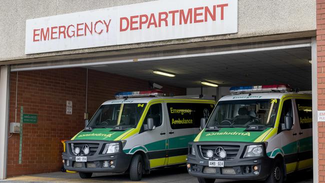 Ambulances at the Queen Elizabeth Hospital. Picture: NCA NewsWire