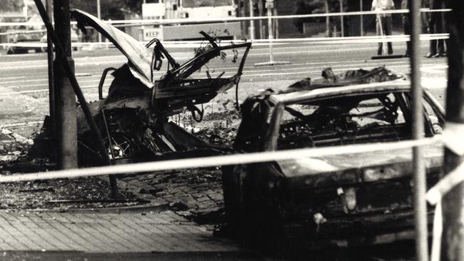 The aftermath of the Russell St bombing.