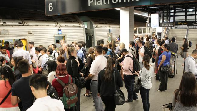 Wynyard railway Station during the peak hour on the Wednesday afternoon. Picture: Christian Gilles