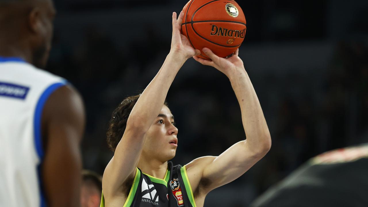 Teenager Owen Foxwell found himself in the thick of it during the Throwdown at John Cain Arena on Thursday night. Picture: Getty Images