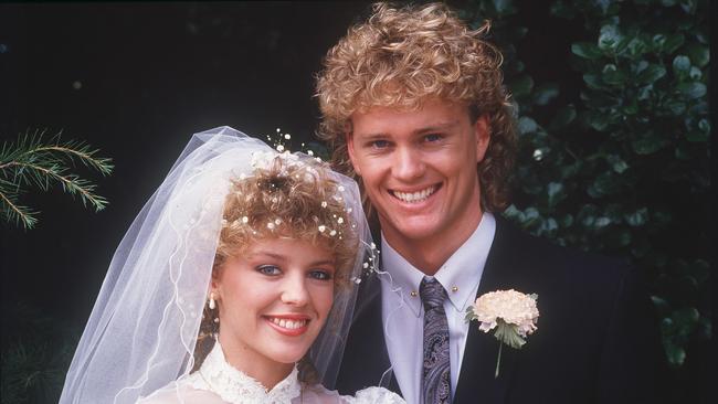 Nearly 20 million watched the Neighbours episode where Scott and Charlene, played by Jason Donovan and Kylie Minogue, marry on November 8, 1988. Picture: Grundy Organisation