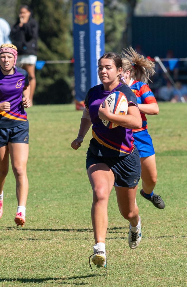 Selena Worsley Cup Game 1. Downlands first VII vs Glennie 18S. 2024 O'Callaghan Cup day at Downlands College. Photo by Nev Madsen