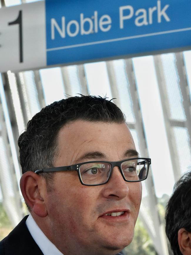 Victorian Premier Daniel Andrews at the new Noble Park Station. Picture: Jason Edwards