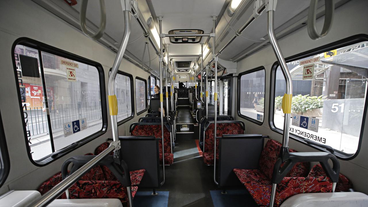 Empty M50 bus from Surry Hills to Town Hall on March 27 2020, when lockdown was first introduced.